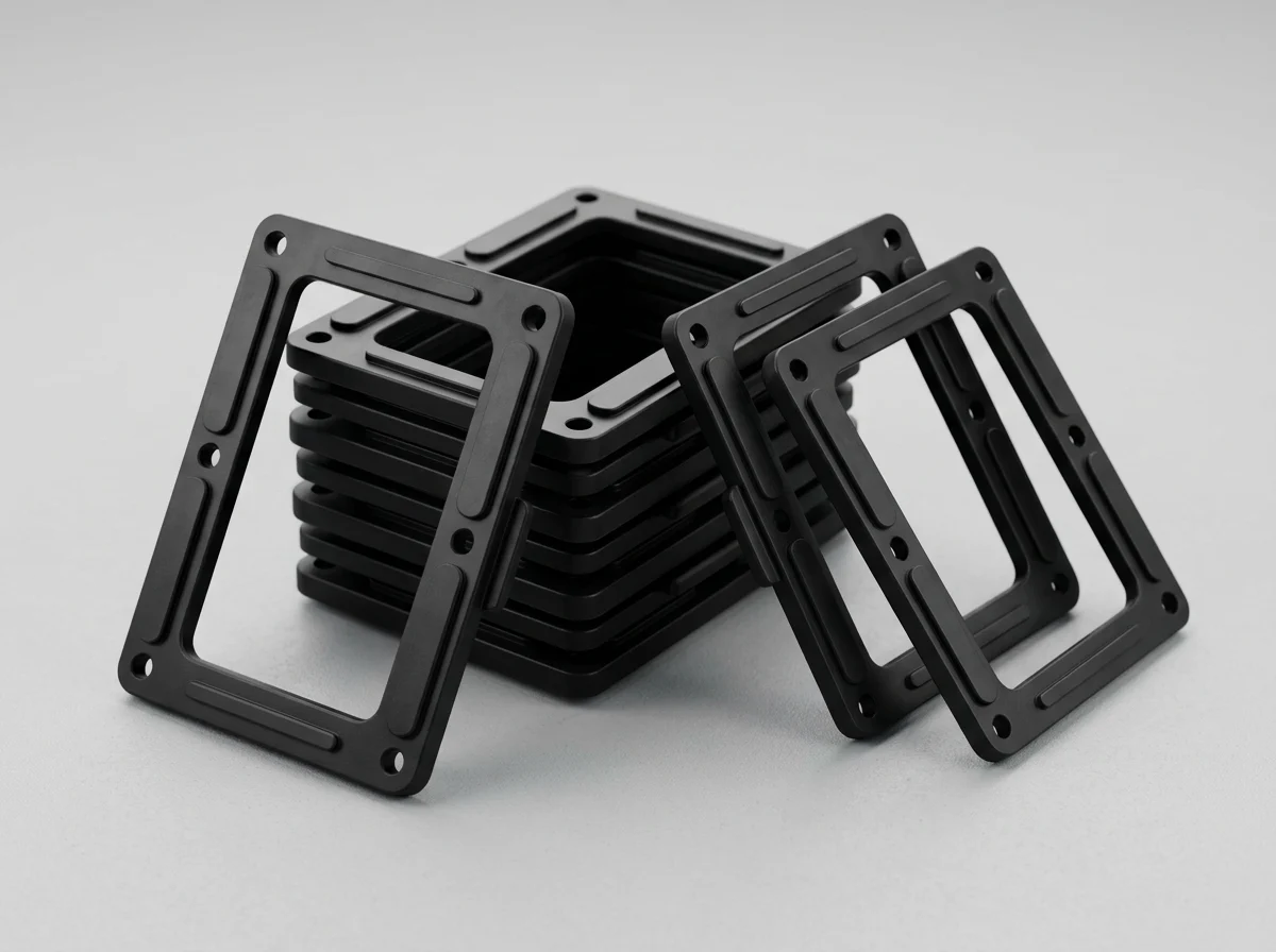 Rectangular PHAEGA frame components in a neutral studio setting